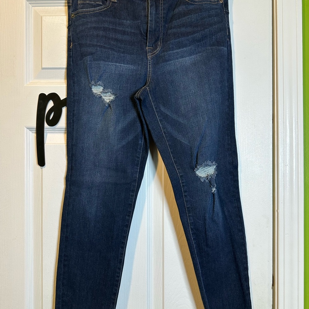 Dark Blue Distressed Skinny Jeans